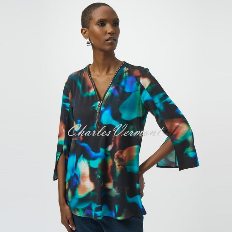 Joseph Ribkoff Abstract Print Zip Top - Style 254204