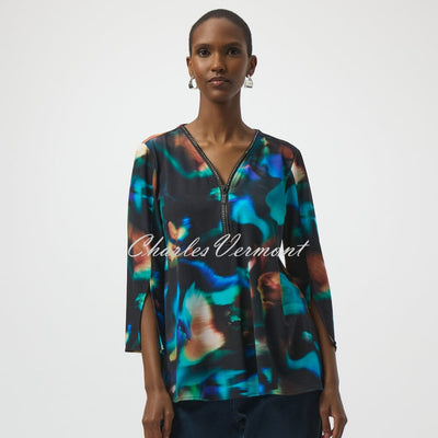 Joseph Ribkoff Abstract Print Zip Top - Style 254204