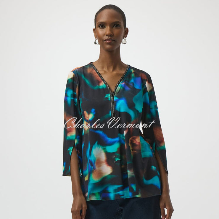 Joseph Ribkoff Abstract Print Zip Top - Style 254204