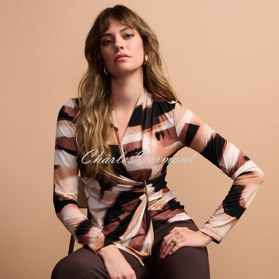 Joseph Ribkoff Abstract Print Wrap Top - Style 254218