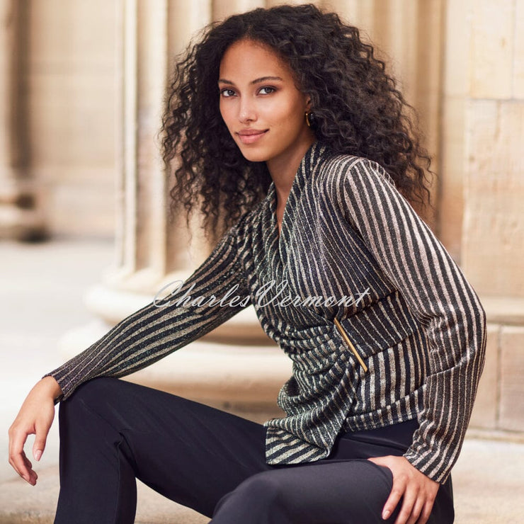 Frank Lyman Striped Wrap Top - Style 254251