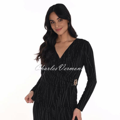 Frank Lyman Wrap Top With Textured Gold Print - Style 254297