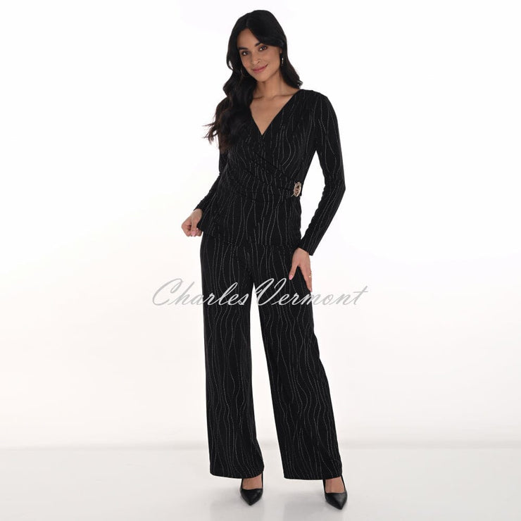 Frank Lyman Trouser With Textured Gold Print - Style 254295