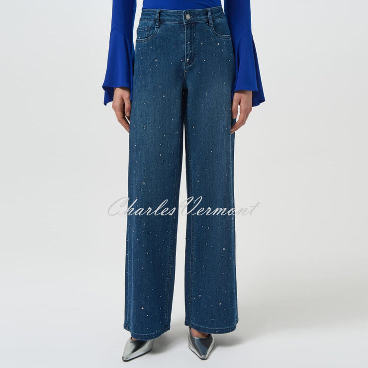 Joseph Ribkoff Wide Leg Jean With Rhinestone Detail - Style 254921