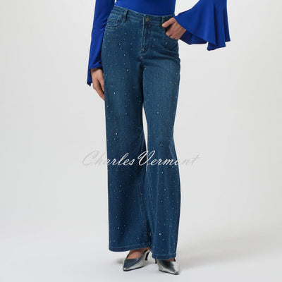 Joseph Ribkoff Wide Leg Jean With Rhinestone Detail - Style 254921