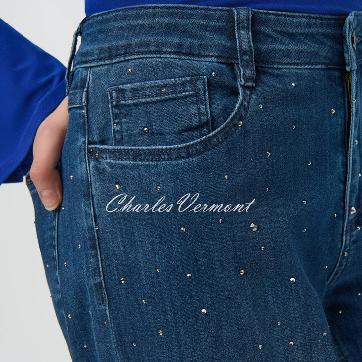 Joseph Ribkoff Wide Leg Jean With Rhinestone Detail - Style 254921