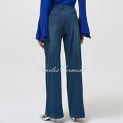 Joseph Ribkoff Wide Leg Jean With Rhinestone Detail - Style 254921