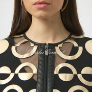 Joseph Ribkoff Mesh and Faux Leather Collarless Jacket - Style 254923