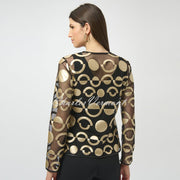 Joseph Ribkoff Mesh and Faux Leather Collarless Jacket - Style 254923
