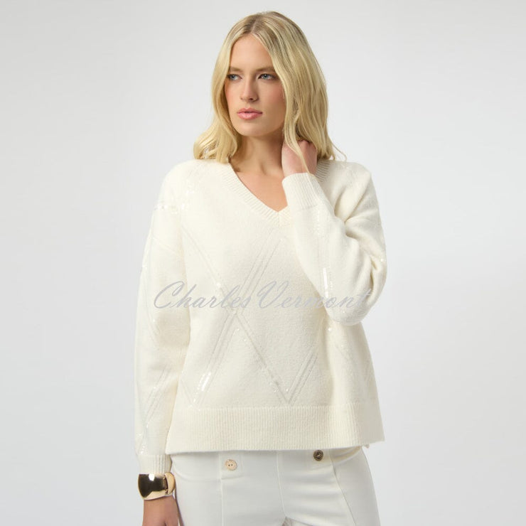 Joseph Ribkoff Sequin Knit Sweater - Style 254949 (Winter White)