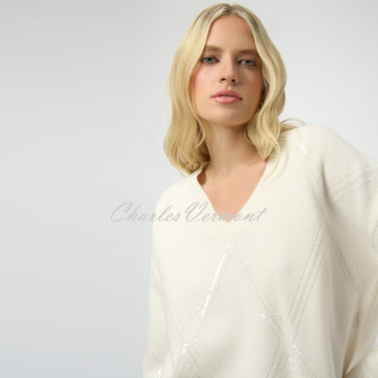 Joseph Ribkoff Sequin Knit Sweater - Style 254949 (Winter White)