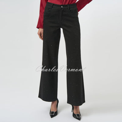 Joseph Ribkoff Wide Leg Jeans With Rhinestone Detail - Style 254962