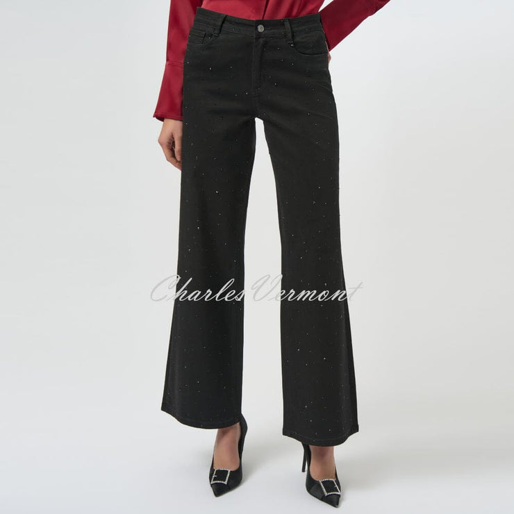 Joseph Ribkoff Wide Leg Jeans With Rhinestone Detail - Style 254962