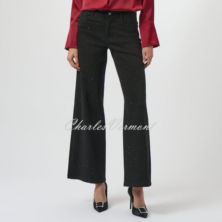 Joseph Ribkoff Wide Leg Jeans With Rhinestone Detail - Style 254962