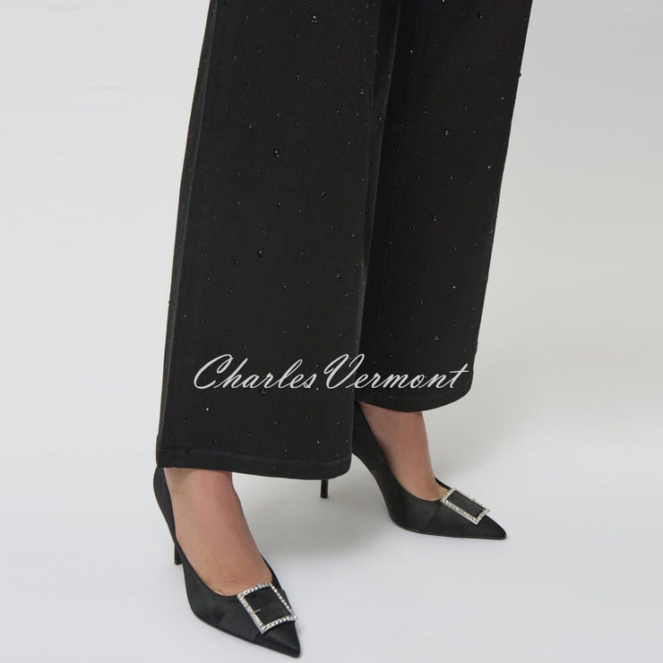 Joseph Ribkoff Wide Leg Jeans With Rhinestone Detail - Style 254962