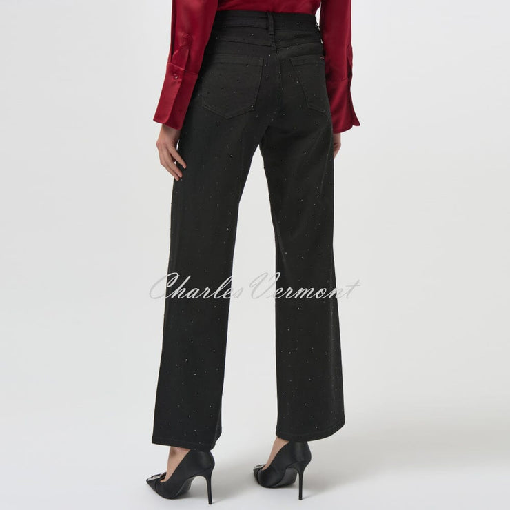 Joseph Ribkoff Wide Leg Jeans With Rhinestone Detail - Style 254962