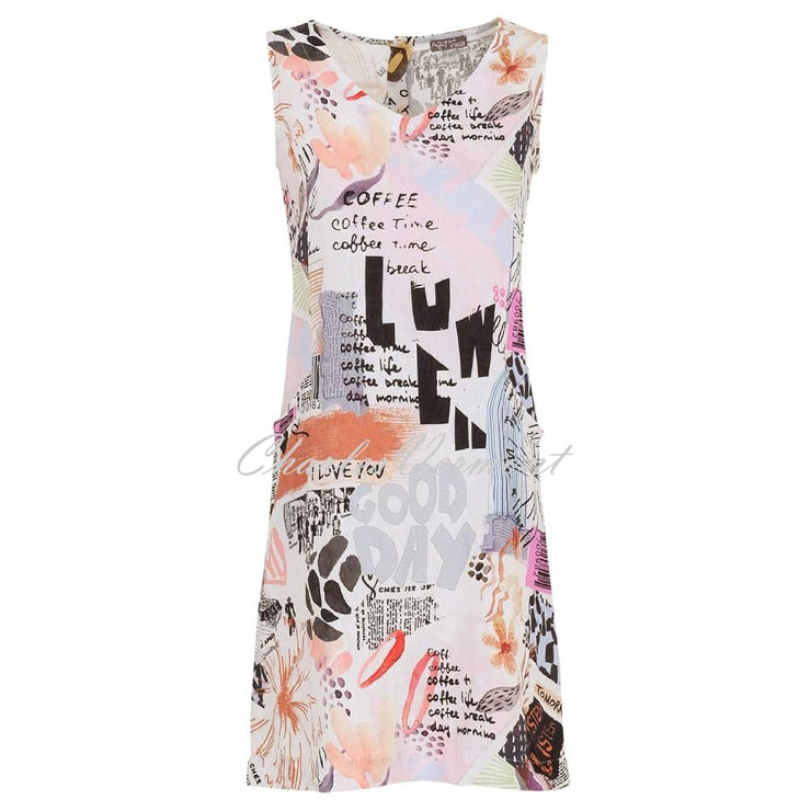 Dolcezza 'Coffee Time' Linen V-Neck Dress - Style 25653