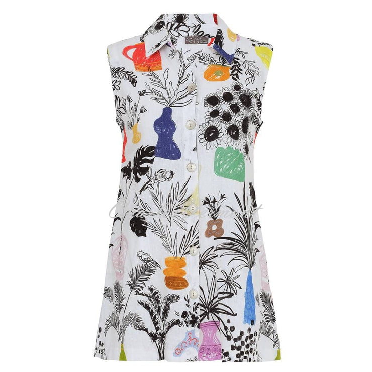 Dolcezza 'Summer Bouquet' Linen Blouse - Style 25711