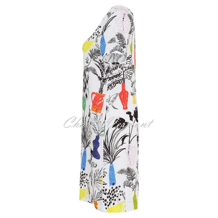 Dolcezza 'Summer Bouquet' V-neck Linen Dress - Style 25717