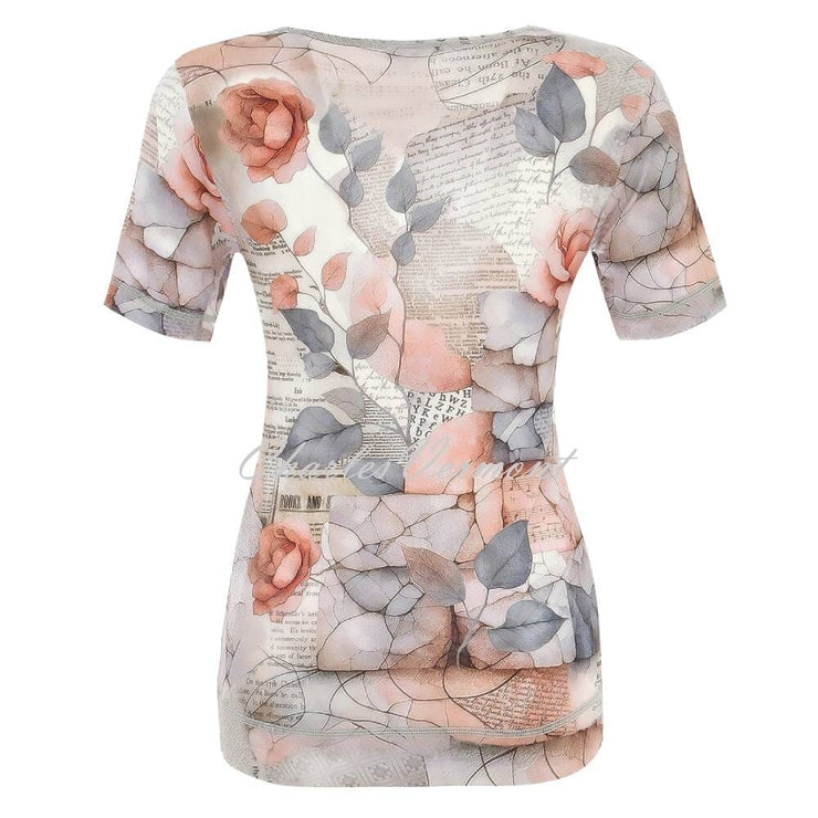 Dolcezza 'Quiet Rose' V-Neck Top With Clear Rhinestone Detail - Style 25740