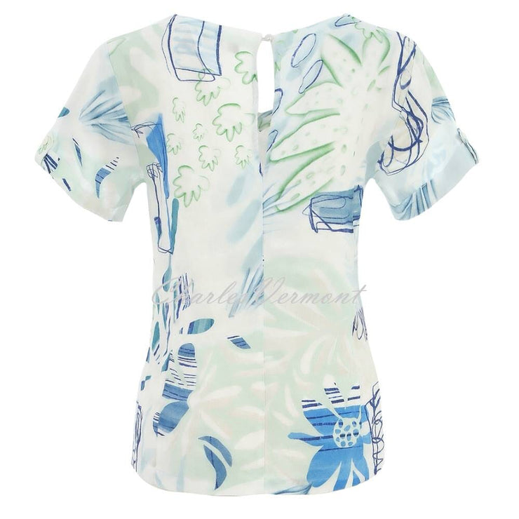 Dolcezza 'City Garden' V-Neck Linen Top - Style 25770