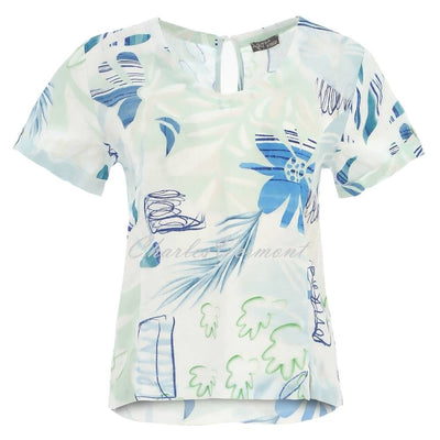 Dolcezza 'City Garden' V-Neck Linen Top - Style 25770