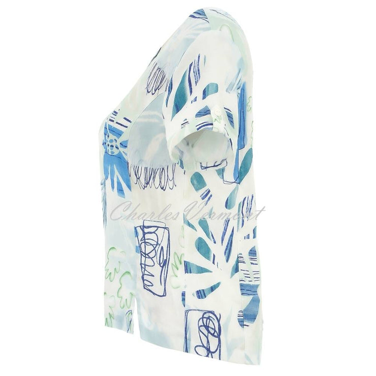 Dolcezza 'City Garden' V-Neck Linen Top - Style 25770