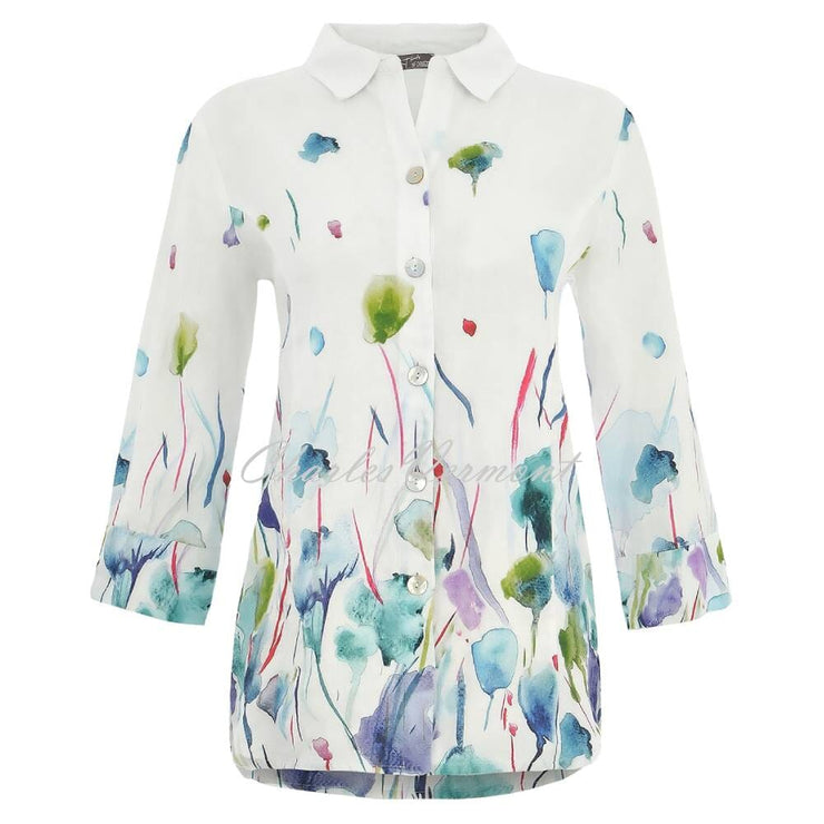 Dolcezza 'Misty Blossom' Linen Blouse - Style 25781