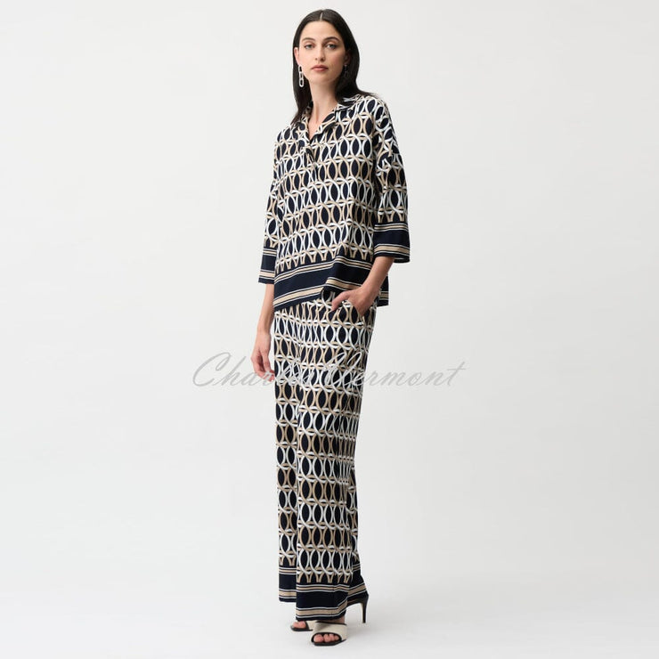 Joseph Ribkoff Geometric Print Wide Leg Trouser - Style 261058