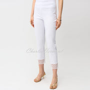 Joseph Ribkoff Cropped Trouser With Geometric Lace Hem Detail - Style 261159 (White)
