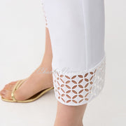 Joseph Ribkoff Cropped Trouser With Geometric Lace Hem Detail - Style 261159 (White)