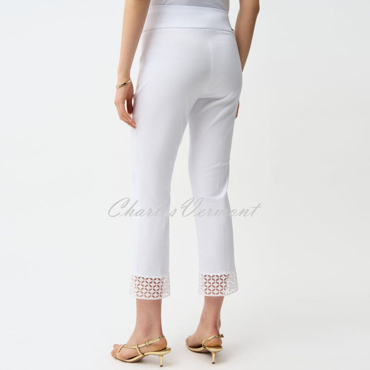 Joseph Ribkoff Cropped Trouser With Geometric Lace Hem Detail - Style 261159 (White)