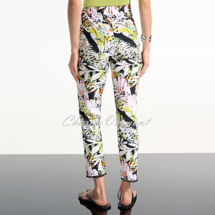 Joseph Ribkoff Tropical Print Trouser With Mesh Hem Detail - Style 261603