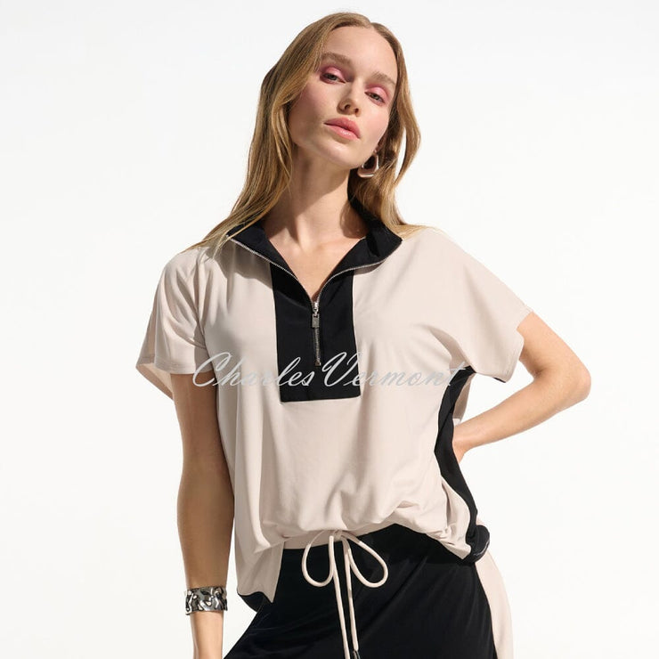 Joseph Ribkoff Colour Block Top With Zip Neckline  - Style 261611