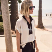 Joseph Ribkoff Colour Block Top With Zip Neckline  - Style 261611