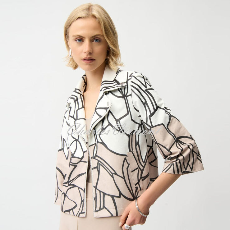 Joseph RIbkoff Faux Suede Abstract Print Swing Jacket - Style 261908