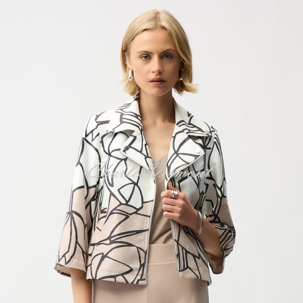 Joseph Ribkoff Faux Suede Abstract Print Swing Jacket - Style