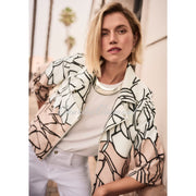 Joseph RIbkoff Faux Suede Abstract Print Swing Jacket - Style 261908