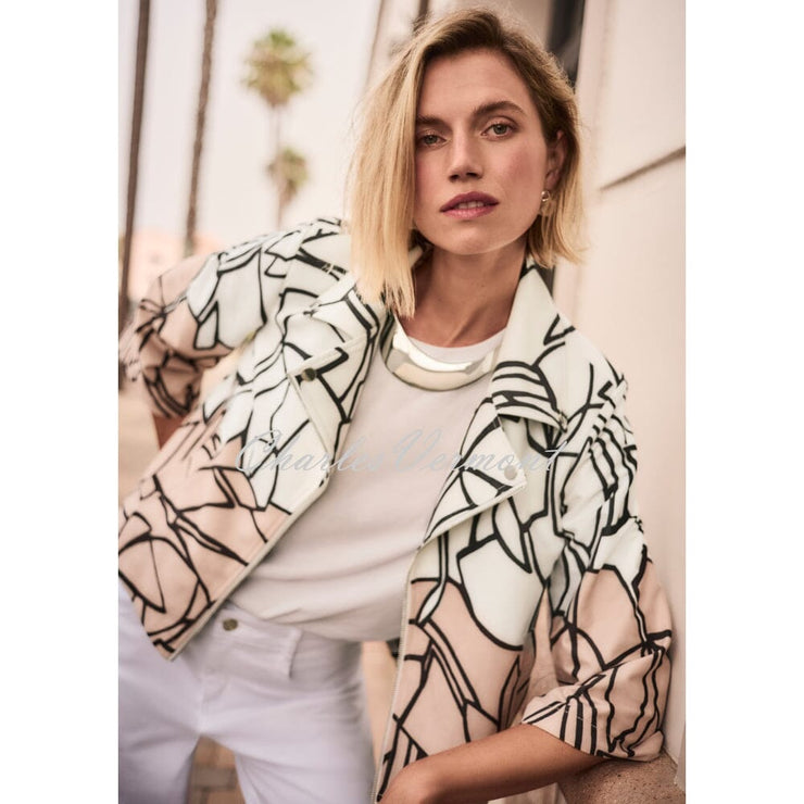 Joseph RIbkoff Faux Suede Abstract Print Swing Jacket - Style 261908