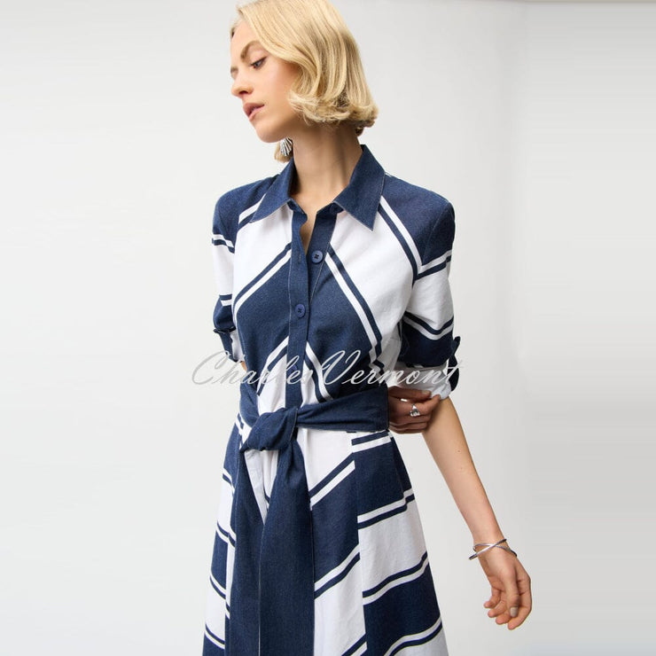 Joseph Ribkoff Cotton Stripe Fit And Flare Shirt Dress - Style 261936