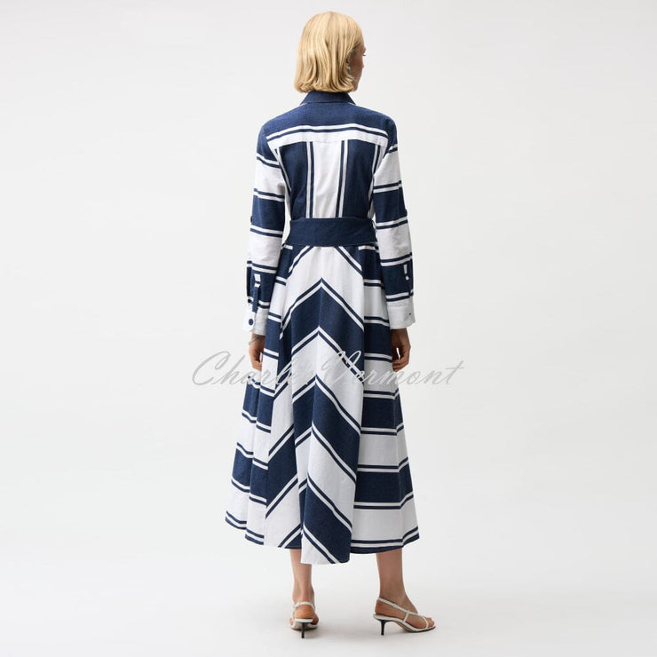 Joseph Ribkoff Cotton Stripe Fit And Flare Shirt Dress - Style 261936