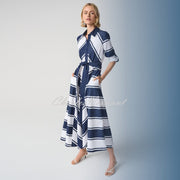 Joseph Ribkoff Cotton Stripe Fit And Flare Shirt Dress - Style 261936