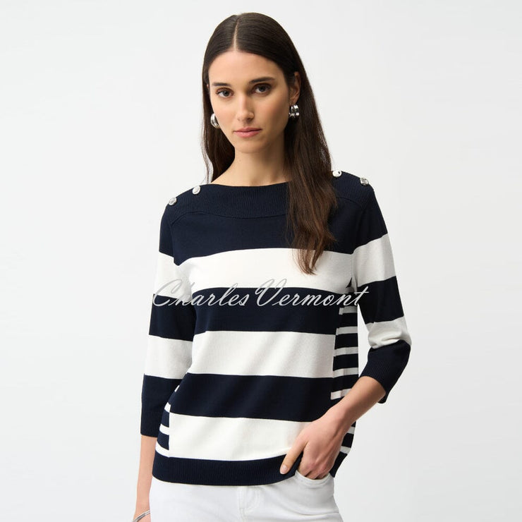 Joseph RIbkoff Striped Sweater With Boat Neckline - Style 261963