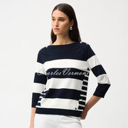 Joseph RIbkoff Striped Sweater With Boat Neckline - Style 261963