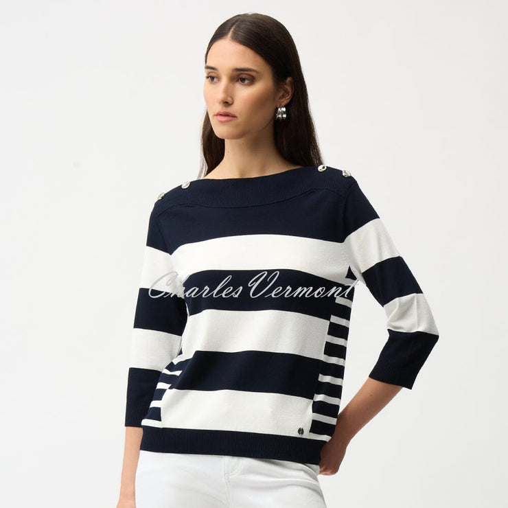 Joseph RIbkoff Striped Sweater With Boat Neckline - Style 261963