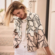 Joseph RIbkoff Faux Suede Abstract Print Swing Jacket - Style 261908