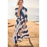 Joseph Ribkoff Cotton Stripe Fit And Flare Shirt Dress - Style 261936