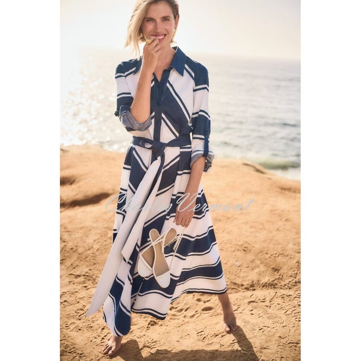 Joseph Ribkoff Cotton Stripe Fit And Flare Shirt Dress - Style 261936