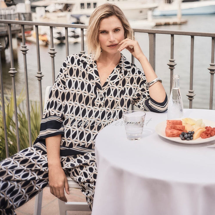 Joseph Ribkoff Geometric Print Wide Leg Trouser - Style 261058