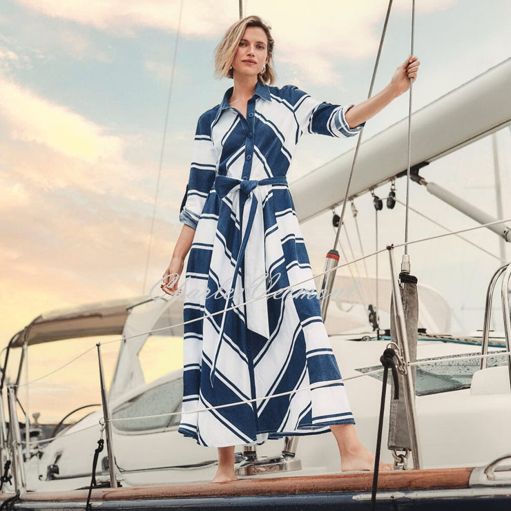 Joseph Ribkoff Cotton Stripe Fit And Flare Shirt Dress - Style 261936